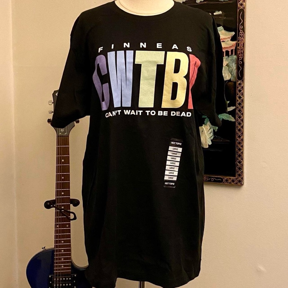 NWT Finneas Can’t Wait to Be Dead CWTBD black t-shirt. Hot Topic. L.